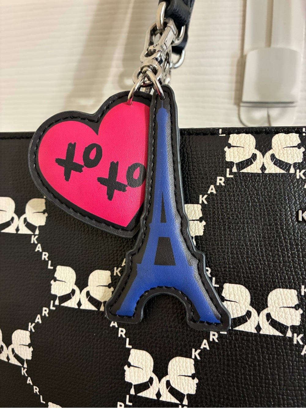 Karl Lagerfeld Black Tote with White Logo Pattern - Picture 15 of 15